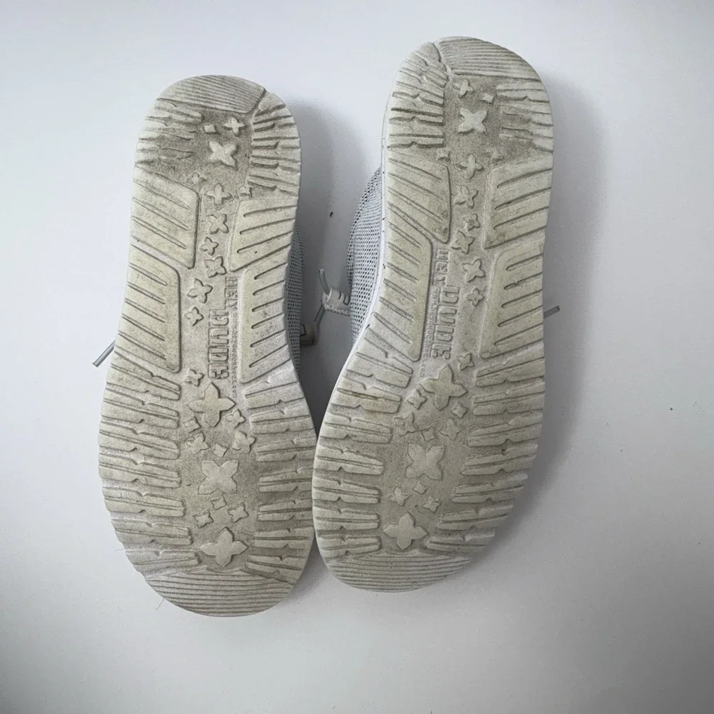 Hey Dude Wally Men's Size 9 Stone White Gray Fleece Loafers‎ Summer Beach Shoes
